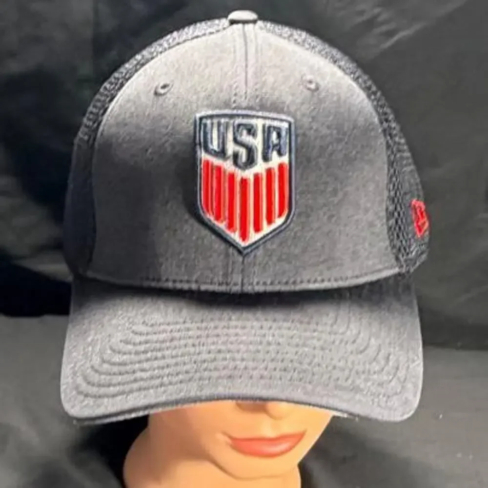 🚨 USA Soccer New Era 39Thirty Navy Blue Flex Fit Hat Cap Size L/XL 🧢